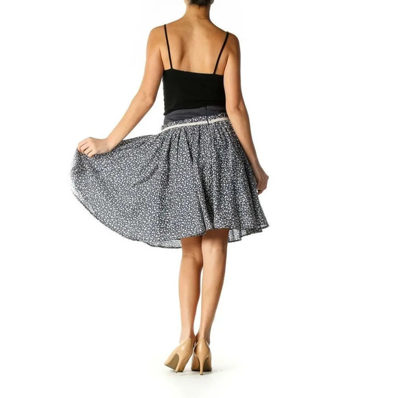 NWOT French Connection Women's White & Black Knee Retro Flared Skirt Size 0 - Picture 2 of 8